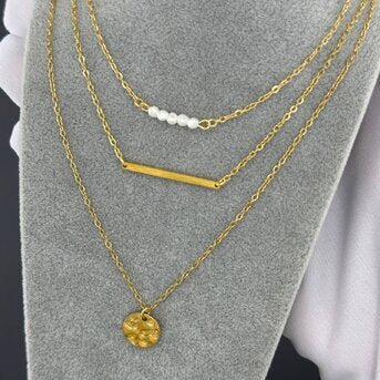 COLLIER, ACIER PLAQUÉ OR 18K