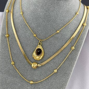 COLLIER, ACIER PLAQUÉ OR 18K