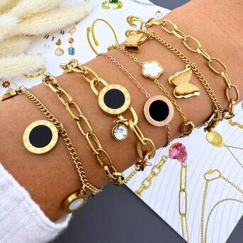 BRACELET, ACIER PLAQUÉ OR 18K